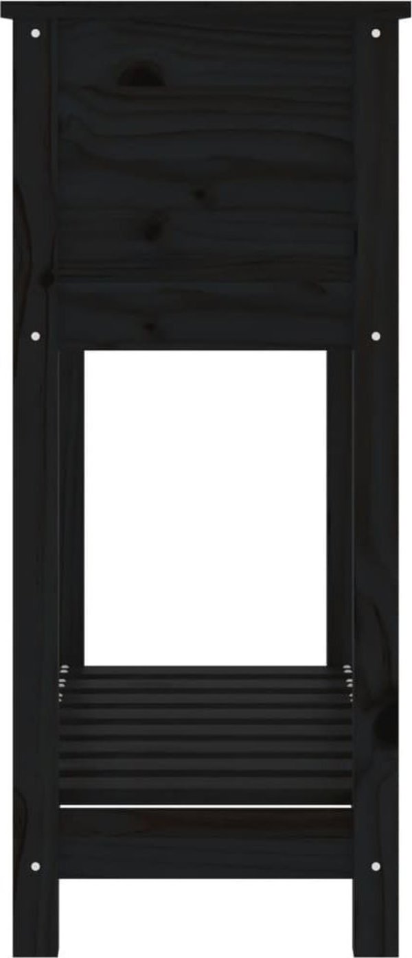 vidaXL Γλάστρα με ράφι, μαύρη, 82,5x34,5x81 εκ, μασίφ ξύλο πεύκου