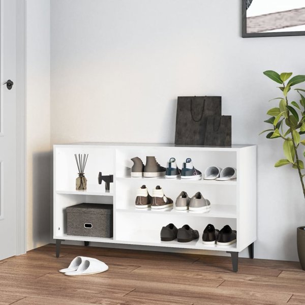 vidaXL Λευκή παπουτσοθήκη υψηλής γυαλάδας, 102x36x60 cm