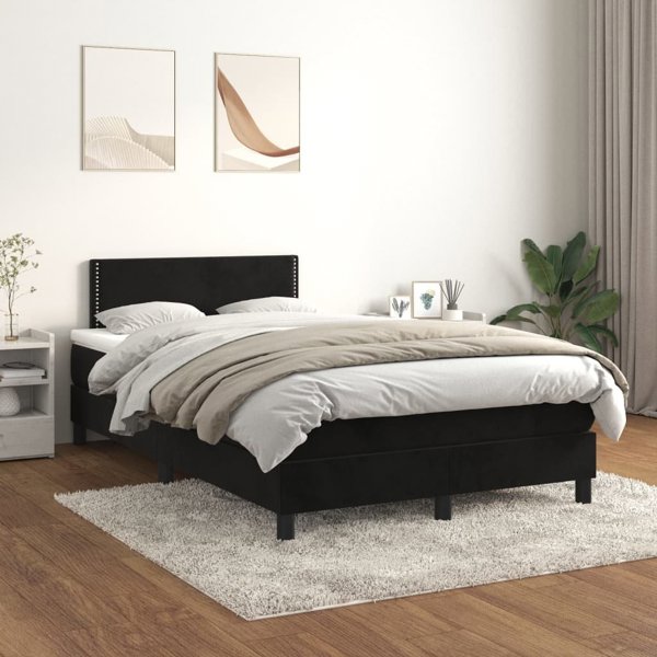 vidaXL Κρεβάτι continental με στρώμα, μαύρο βελούδο, 120x200 cm