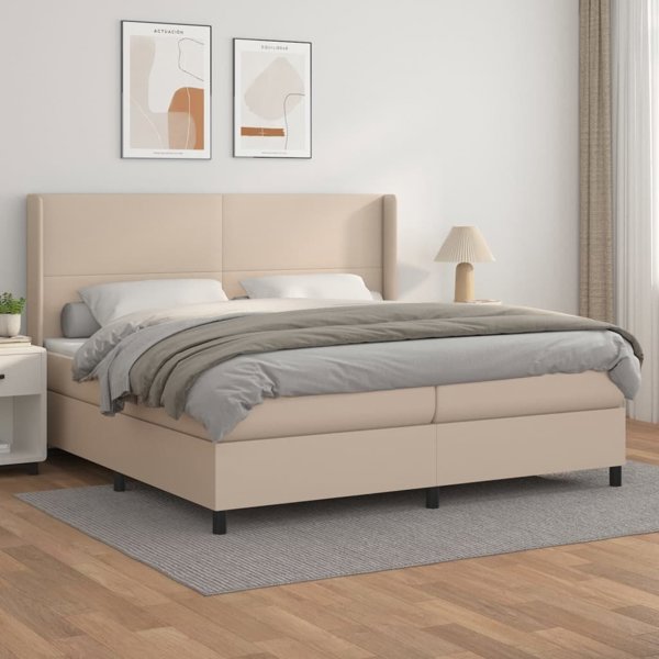 vidaXL Κρεβάτι continental με στρώμα, cappuccino οικοδερμα, 200x200 cm