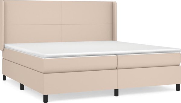 vidaXL Κρεβάτι continental με στρώμα, cappuccino οικοδερμα, 200x200 cm