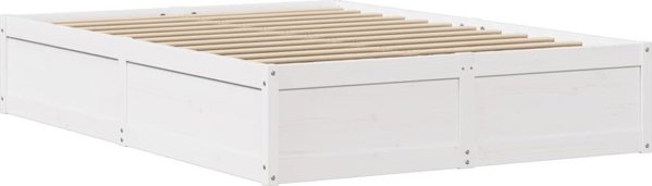 vidaXL Rama κρεβατιού με κεφαλάρι, λευκή, 140x200 cm, μασίφ πεύκο