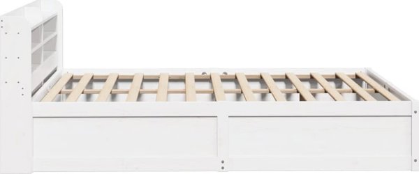 vidaXL Rama κρεβατιού με κεφαλάρι, λευκή, 140x200 cm, μασίφ πεύκο