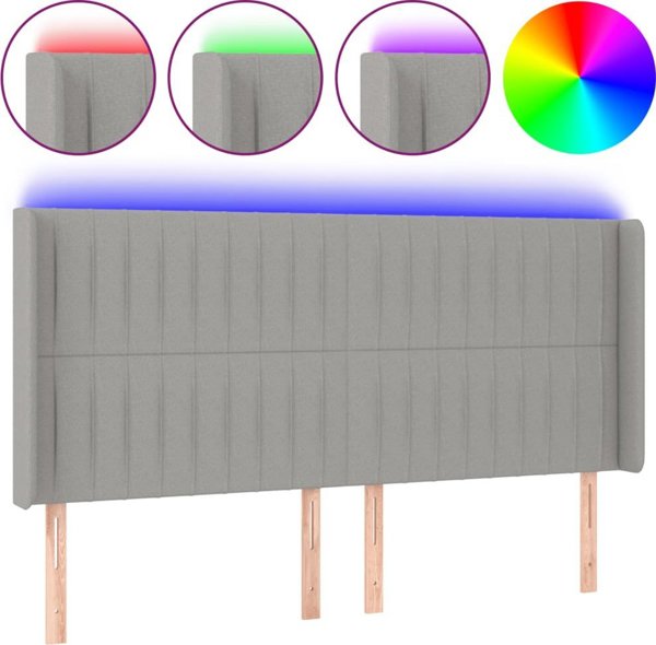 vidaXL Ζαγκλώφκι κρεβατιού με LED, ανοιχτό γκρι, 163x16x118/128 εκ, ύφασμα