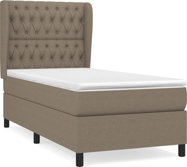 vidaXL Κρεβάτι Continental με στρώμα, ταμπά, ύφασμα, 90x200 cm
