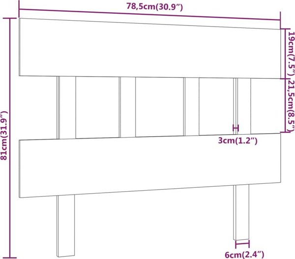 VidaXL Κεφαλάρι κρεβατιού, μαύρο, 78,5x3x81 εκ, συμπαγές ξύλο πεύκου