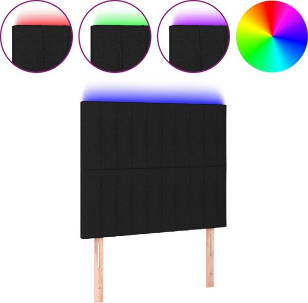 vidaXL Κεφαλάρι για κρεβάτι με LED μαύρο 80x5x118/128 εκ. ύφασμα