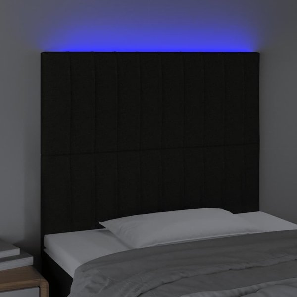 vidaXL Κεφαλάρι για κρεβάτι με LED μαύρο 80x5x118/128 εκ. ύφασμα