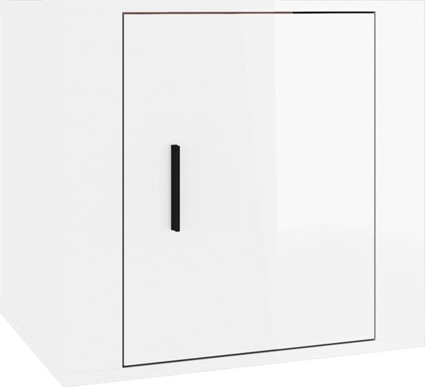 vidaXL Κομοδίνο λευκό γυαλιστερό 50x39x47 cm