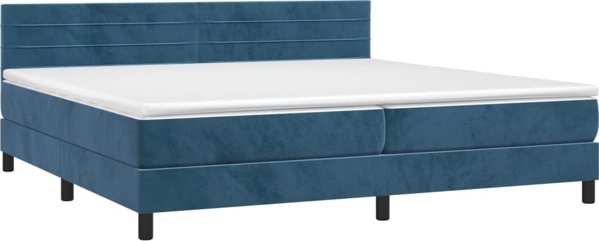 vidaXL Lozko kontynentalne z materacem i LED, niebieski aksamit 200x200cm