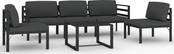 vidaXL 6-cz. zestaw mebli ogrodowych, poduszki, aluminium, antracyt
