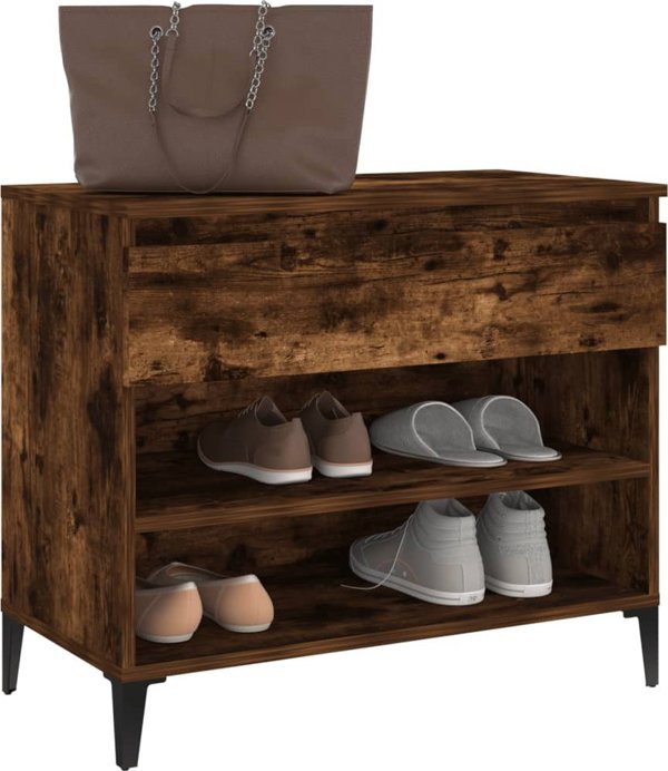 vidaXL Polka na buty, przydymiony dab, 70x36x60 cm