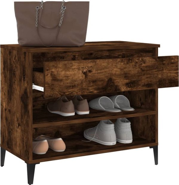 vidaXL Polka na buty, przydymiony dab, 70x36x60 cm