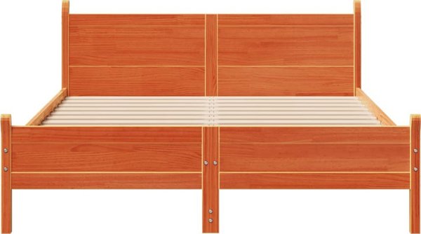 vidaXL Rama κρεβατιού χωρίς στρώμα, κερωμένο καφέ, 140x190 cm, ολόκληρο πεύκο