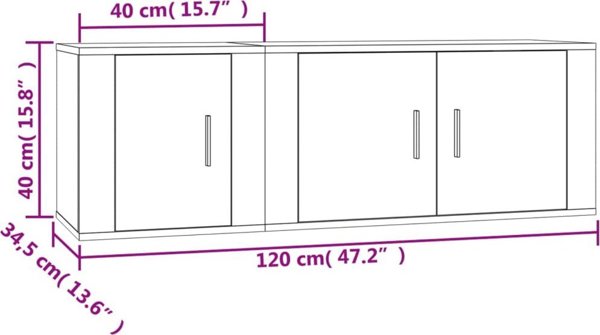vidaXL Zestaw 2 szafek pod TV, szary dab sonoma