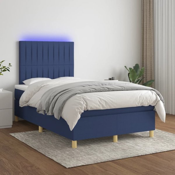 vidaXL Κρεβάτι κοντινεντάλ με στρώμα, μπλε, 120x200 εκ., υφασμάτινο
