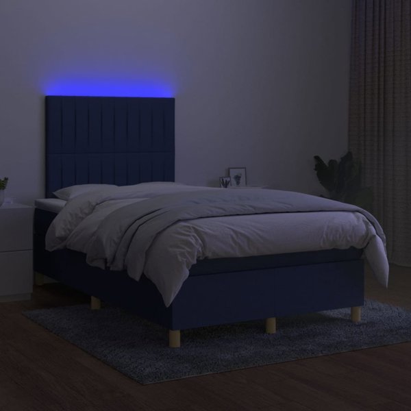 vidaXL Κρεβάτι κοντινεντάλ με στρώμα, μπλε, 120x200 εκ., υφασμάτινο
