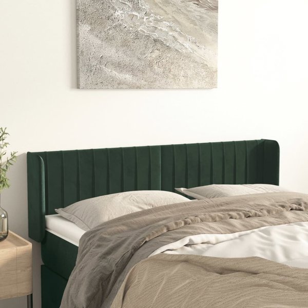 vidaXL Zaglowek uszak ciemnozielony 147x16x78/88 cm aksamit