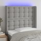 vidaXL Κεφαλάρι κρεβατιού με LED σε ανοιχτό γκρι ύφασμα 93x16x118/128 εκ.