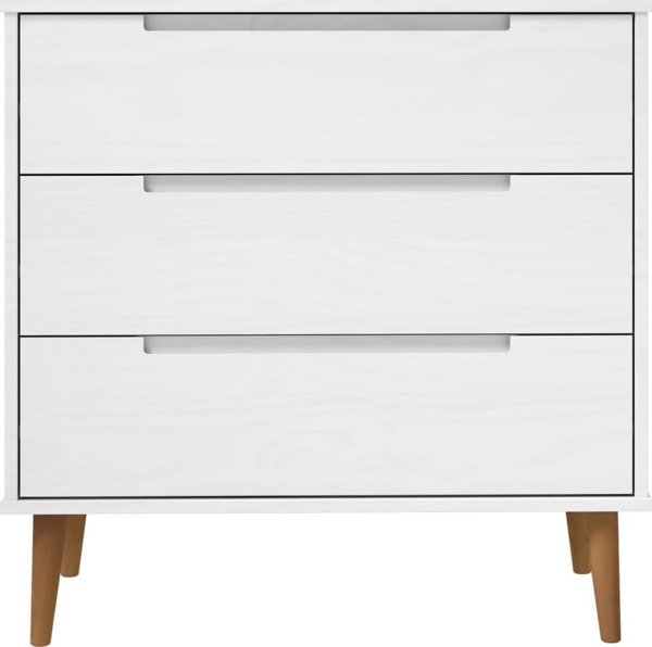 vidaXL Komoda, λευκή, 80x40x80 εκ., μασίφ πεύκο