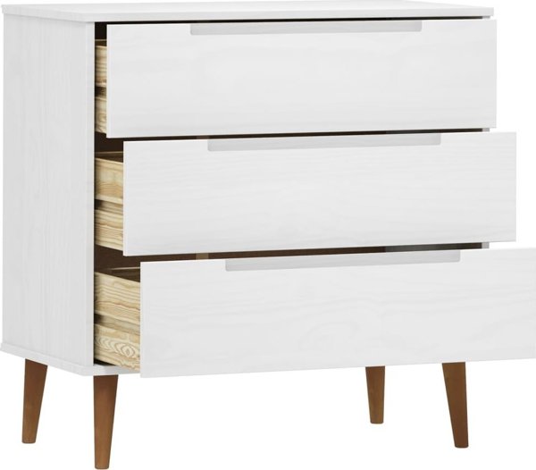 vidaXL Komoda, λευκή, 80x40x80 εκ., μασίφ πεύκο