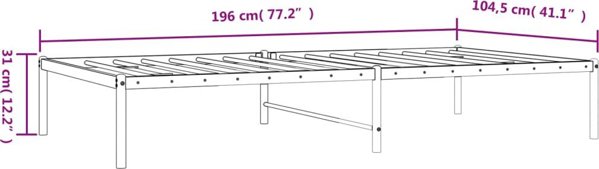 vidaXL Μεταλλικό πλαίσιο κρεβατιού, λευκό, 100x190 cm