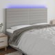 vidaXL Κεφαλάρι για κρεβάτι με LED ανοιχτό γκρι 180x5x118/128 εκ. ύφασμα