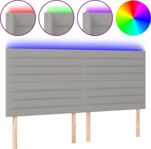vidaXL Κεφαλάρι για κρεβάτι με LED ανοιχτό γκρι 180x5x118/128 εκ. ύφασμα