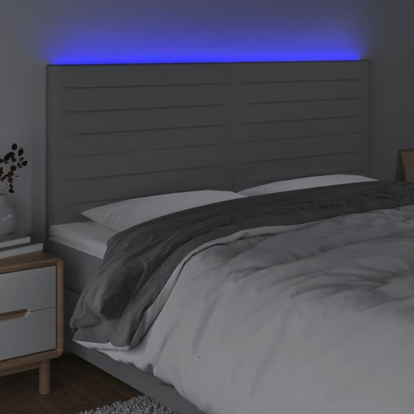 vidaXL Κεφαλάρι για κρεβάτι με LED ανοιχτό γκρι 180x5x118/128 εκ. ύφασμα