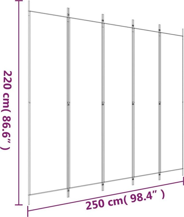 vidaXL vidaXL Parawan 5-panelowy, antracytowy,250x220 cm, tkanina