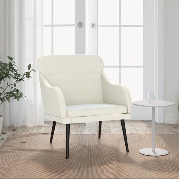 vidaXL vidaXL Fotel, kremowy, 63x76x80 cm, obity aksamitem