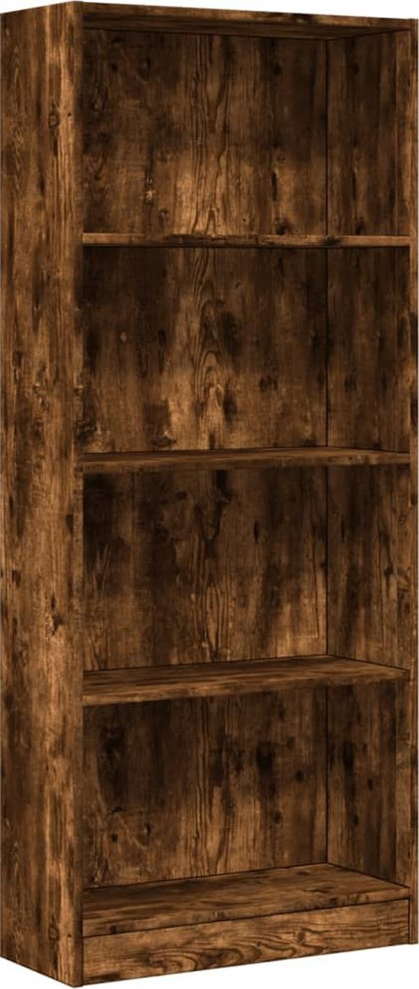 vidaXL Ραφιέρα, καπνιστή δρυς, 60x24x143 εκ., ξυλοπαγές υλικό
