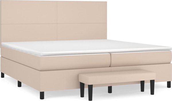 vidaXL Κρεβάτι Continental με Στρώμα, Cappuccino Δερματίνη 200x200 cm