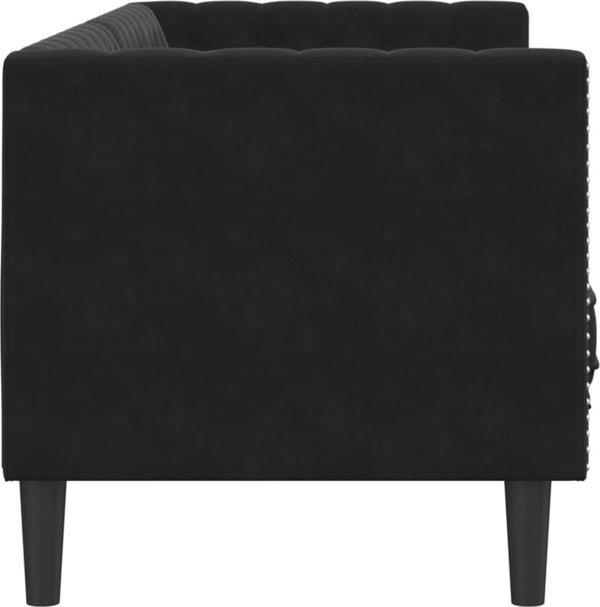 vidaXL Καναπές Chesterfield με κυλίνδρους, τριθέσιος, μαύρος, βελούδινος