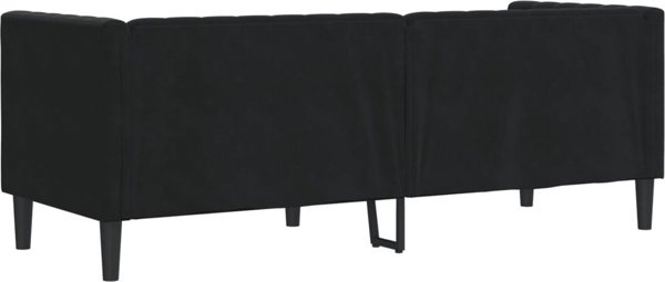 vidaXL Καναπές Chesterfield με κυλίνδρους, τριθέσιος, μαύρος, βελούδινος
