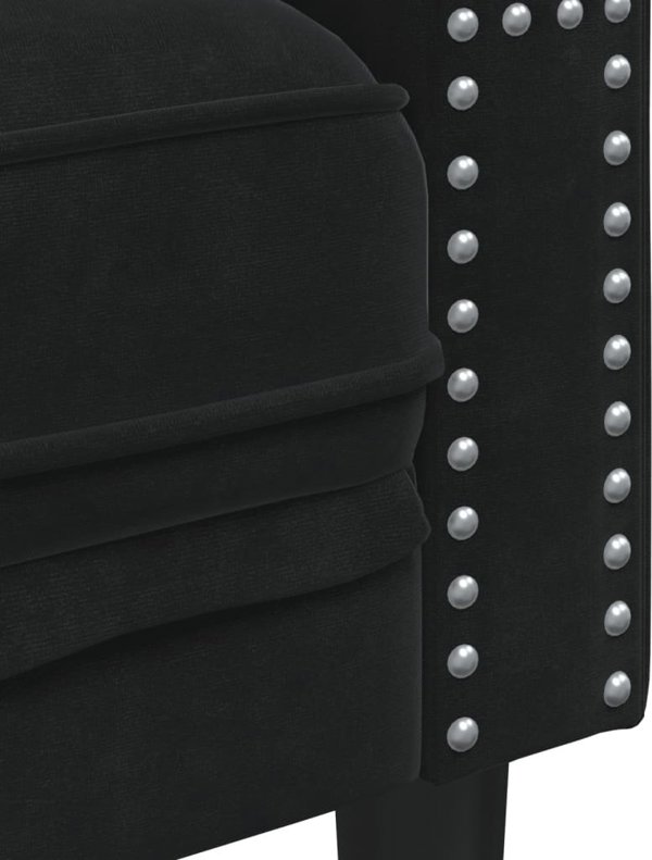vidaXL Καναπές Chesterfield με κυλίνδρους, τριθέσιος, μαύρος, βελούδινος