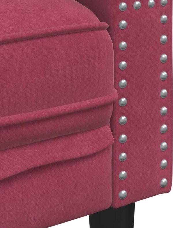 vidaXL Σετ Chesterfield 2 τεμαχίων με μαξιλάρια, μπορντό, βελούδο