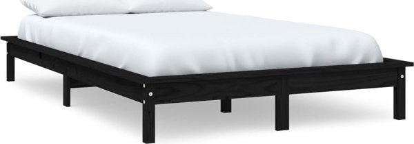 vidaXL Κρεβατοκάμαρα με Μαύρο Σκελετό, 150x200 εκ, μασίφ πεύκο, King Size