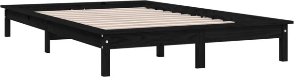 vidaXL Κρεβατοκάμαρα με Μαύρο Σκελετό, 150x200 εκ, μασίφ πεύκο, King Size