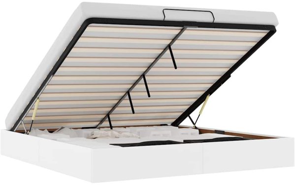 vidaXL Κρεβάτι Ottoman 160x200 cm Λευκό από Τεχνητό Δέρμα χωρίς Στρώμα