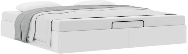 vidaXL Κρεβάτι Ottoman 160x200 cm Λευκό από Τεχνητό Δέρμα χωρίς Στρώμα