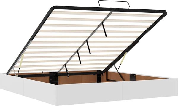 vidaXL Κρεβάτι Ottoman 160x200 cm Λευκό από Τεχνητό Δέρμα χωρίς Στρώμα