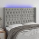 vidaXL Zaglowek do lozka z LED, jasnoszary, 147x16x118/128 cm, tkanina