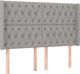 vidaXL Zaglowek do lozka z LED, jasnoszary, 147x16x118/128 cm, tkanina
