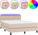 vidaXL Λύκο Kontynentalne με στρώμα και LED, cappuccino, 140x190cm