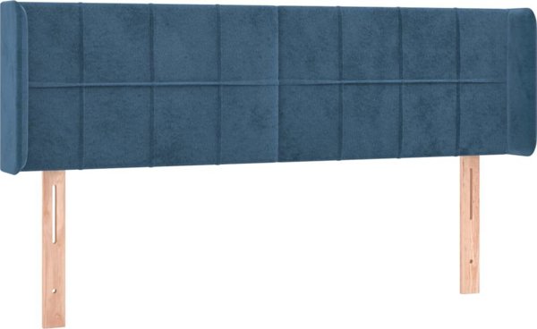 vidaXL Zaglowek do lozka z LED, σκοτεινο μπλε, 147x16x78/88 cm, βελούδο