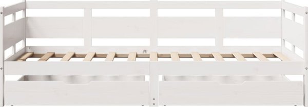 vidaXL Ημερήσιο Κρεβάτι με Συρτάρια Λευκό 90x200 cm Από Πεύκο