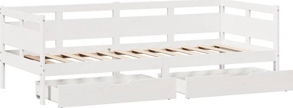 vidaXL Ημερήσιο Κρεβάτι με Συρτάρια Λευκό 90x200 cm Από Πεύκο