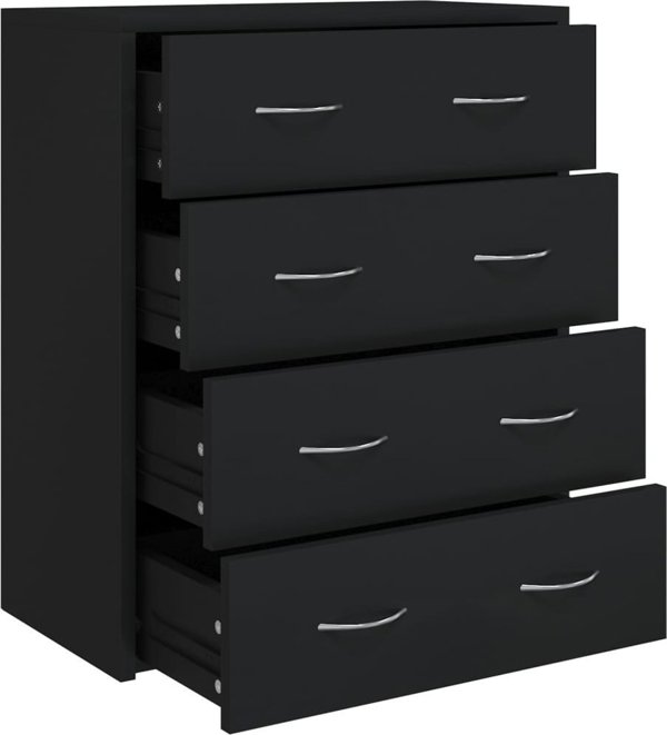vidaXL Komoda z 4 szufladami, 60 x 30,5 x 71 cm, czarna