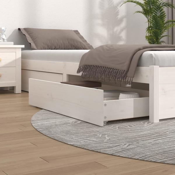 vidaXL 4 συρτάρια κάτω από το κρεβάτι λευκά από μασίφ πεύκο
